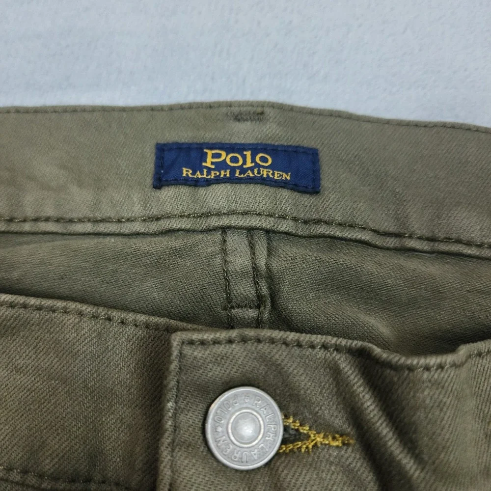 Polo Ralph Lauren Sullivan Jeans Mens 42x30 Olive Green Slim Stretch Preppy
